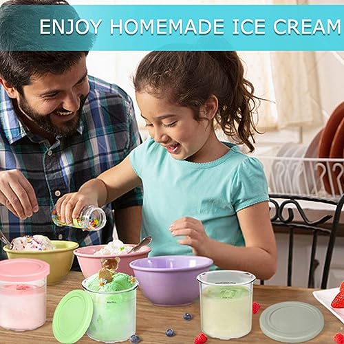 EVANEM 2/4/6PCS Creami Deluxe Pints, for Creami Ninja Ice Cream,16 OZ Creami Pint Containers Airtight,Reusable Compatible NC301 NC300 NC299AMZ Series Ice Cream Maker,Pink-6PCS