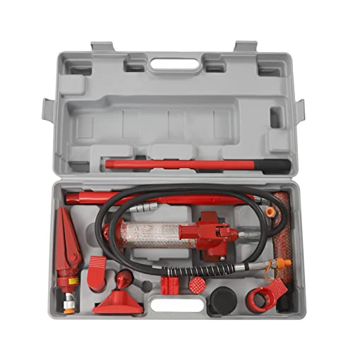 LGXSHOP 4 Ton Porta Power Kit, Multifunctional Hydraulic Jack, 15-Pcs Hydraulic Ram Auto Body Frame Repair Kit with Carrying Storage Case, 8818.5lbs Capacity, Red