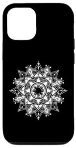 iphone 13 white fractal mandala art good vibe yoga sacred geometry case