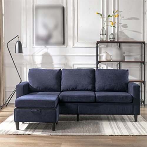 sgzyl Convertible Sectional Sofa with Two Pillows，Living Room L-Shape 3-Seater Upholstered Couch for Small Space