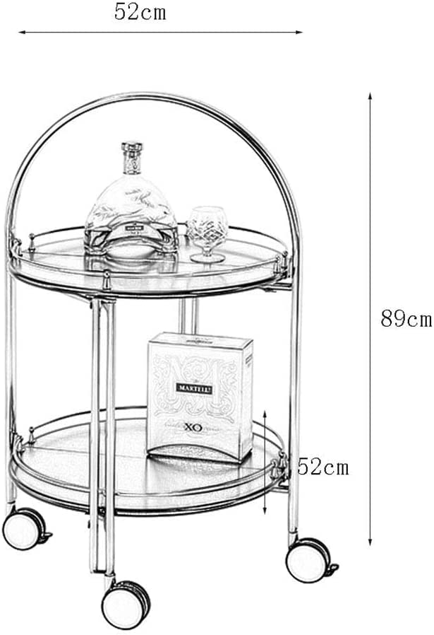 Bar Serving Cart for Hotels Creative Restaurant, Serving Trolley Tea Cart Beautiful Chrome Plated Metal Frame Safety Glass Shelves Glass Wine Cart Shelf Tool Cart Rolling Storage Dining Cart ( Color :