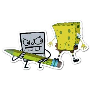 3.5" doodlebob funny spongebob laminated sticker laptop sticker classic retro nostalgic cartoons gift perfect for tablet pc tumbler phone mug kindle and more