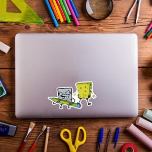 3.5" Doodlebob Funny Spongebob Laminated Sticker Laptop Sticker classic retro nostalgic cartoons gift perfect for tablet pc tumbler phone mug kindle and more