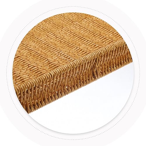 UPKOCH Rattan Rectangular Serving Tray with Handle Woven Wicker Serving Baskets Coffee Table Tray Weaving Storage Basket Ottoman for Breakfast Drinks