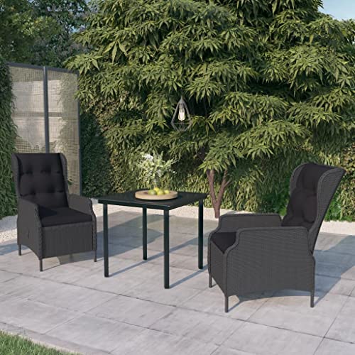 WHOPBXGAD 3 Piece Patio Dining Set Lawn Furniture,Patio Furniture Sets,Patio furnitureSui for patios, Gardens, lawns, Balconies, Poolside,Dark Gray