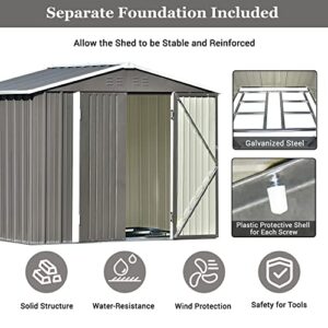 Outdoor Storage Sheds - 8x6Ft Large Metal Garden Patio Sheds for Bike and Tools with Lockable Doors