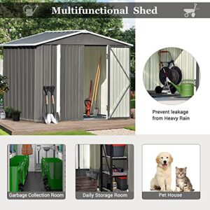 Outdoor Storage Sheds - 8x6Ft Large Metal Garden Patio Sheds for Bike and Tools with Lockable Doors