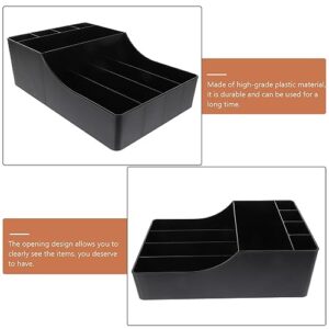 Luxshiny Tea Bag Organizer Plastic Coffee Bar Box Countertop Sugar Holder Tea Bags Storage Bin 6 Compartment Sugar Sweetener for Hotel Restaurant Black