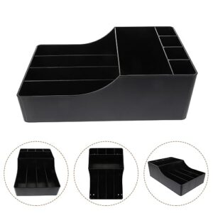 Luxshiny Tea Bag Organizer Plastic Coffee Bar Box Countertop Sugar Holder Tea Bags Storage Bin 6 Compartment Sugar Sweetener for Hotel Restaurant Black