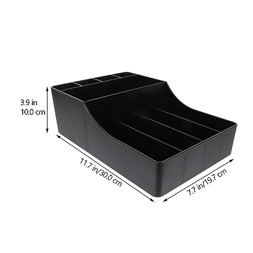 Luxshiny Tea Bag Organizer Plastic Coffee Bar Box Countertop Sugar Holder Tea Bags Storage Bin 6 Compartment Sugar Sweetener for Hotel Restaurant Black