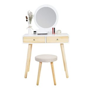 Tidyard Versatile Vanity Set, Large Storing Makeup Vanity Table with Mirror, Drawers, Stool, Bedroom Dresser Table, Writing Desk, White