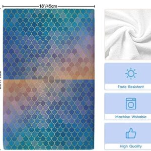 Kitchen Towels Fish Mermaid Glitter Absorbent Tea Towel Soft Hand Dish Towel Ocean Ombre Orange Teal Reusable Washable Cleaning Cloth Hand Bath Towels for Bathroom Bar for Everyday Cooking (Pack of 1)
