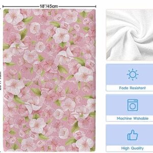 YOUNGKIDS Kitchen Towels Spring Peach Blossom Floral Absorbent Tea Towel Soft Hand Dish Towel Pink Reusable Washable Cleaning Cloth Hand Bath Towels for Bathroom Bar for Everyday Cooking (Pack of 2)