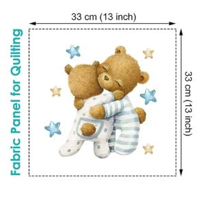 UniqueFabricPanels 13x13 inch Quilt Square, Cute Image of Teddy Bear, Fabric Panel for Quilting, Baby Quilt Panel, Cotton Baby Panel, Panel for Quilts