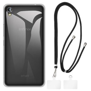 shantime infinix smart x5010 case + universal mobile phone lanyards, neck/crossbody soft strap silicone tpu cover bumper shell for infinix smart x5010 (5”)