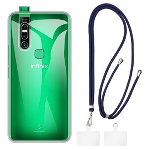 shantime infinix s5 pro x660 case + universal mobile phone lanyards, neck/crossbody soft strap silicone tpu cover bumper shell for infinix s5 pro x660 (6.53”)