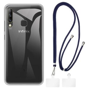 shantime infinix s4 x626 case + universal mobile phone lanyards, neck/crossbody soft strap silicone tpu cover bumper shell for infinix s4 x626 (6.2”)