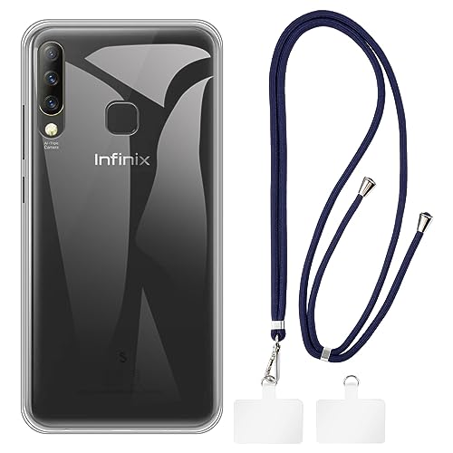 Shantime Infinix S4 X626 Case + Universal Mobile Phone Lanyards, Neck/Crossbody Soft Strap Silicone TPU Cover Bumper Shell for Infinix S4 X626 (6.2”)