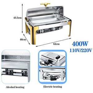 Chafing Dish Electric Food Warmer Chafer Chafing Dish Commercial Rectangular Buffet Servers and Warmers - Keep Food Being Fresh and Delicious - 9L (A)