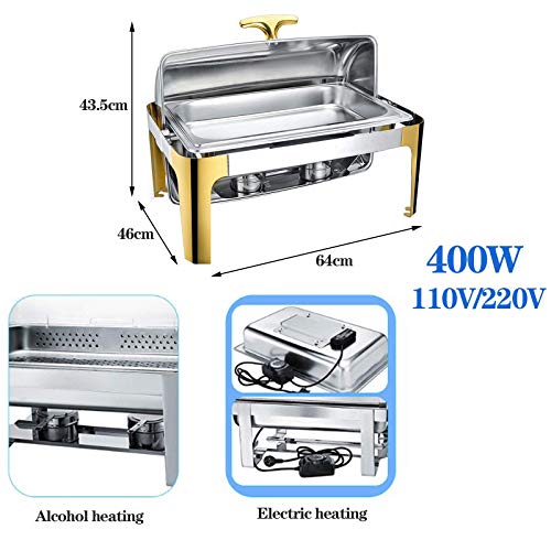 Chafing Dish Electric Food Warmer Chafer Chafing Dish Commercial Rectangular Buffet Servers and Warmers - Keep Food Being Fresh and Delicious - 9L (A)