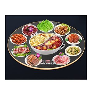 Food and Plate Warming Tray Electric Warming Tray with Adjustable Temperature Control 360° Rotation Glass Top Hot Plate Food Warmer Buffets Server for Party (1800w)