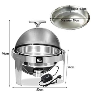 Chafing Dishes and Food Warmers Set 6L Electric Food Warmers Buffet Server for Parties Stainless Steel Chafing Dish Catering Restaurant Kitchen Utensils (1/2 Size PAN)