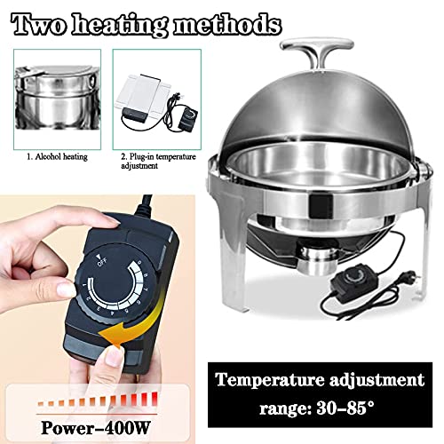 Chafing Dishes and Food Warmers Set 6L Electric Food Warmers Buffet Server for Parties Stainless Steel Chafing Dish Catering Restaurant Kitchen Utensils (1/2 Size PAN)