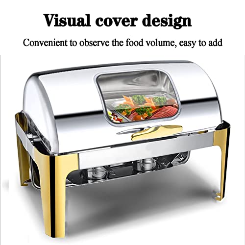 Stainless Steel Chafing Dishes with Visual Cover for Party Food Warmers for Buffet Electric 9L/13L Commercial Buffet Server for Catering Hotel Keep Food (1/3 Size Pan 9L)