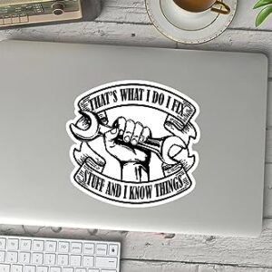 Miraki That's What I Do I Fix Sticker, Mechanic Stickers, Funny Stickers, Hard Hat Stickers, Water Assitant Die-Cut Vinyl Funny Decals for Laptop, Phone, Guitar, Water Bottles, Kindle Sticker