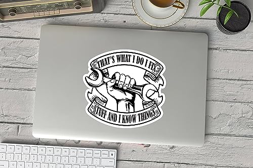 Miraki That's What I Do I Fix Sticker, Mechanic Stickers, Funny Stickers, Hard Hat Stickers, Water Assitant Die-Cut Vinyl Funny Decals for Laptop, Phone, Guitar, Water Bottles, Kindle Sticker