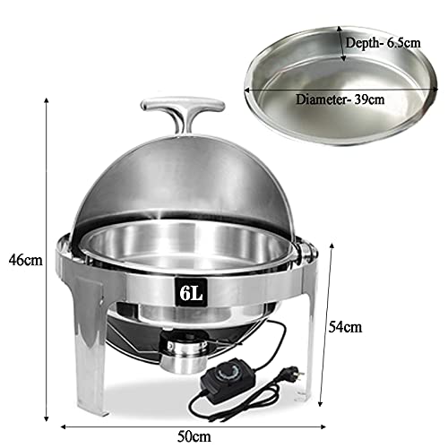 6L Stainless Steel Chafing Dishes 400W Electric Food Warmers Buffet Server for Parties Commercial/Home Chafing Dishes for Catering Hotels Restaurant (1/2 Size PAN)
