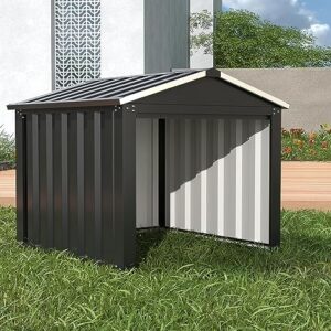 jaord metal outdoor storage shed d33.07 x w34.65 x h24.4, tool garden sheds and tiny houses for backyard garden patio lawn, black&white…