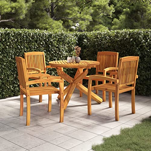 CIADAZ 5 Piece Patio Dining Set Outdoor Dining Set Outdoor Patio Furniture Outdoor Patio Table and Chairs Patio Dining Furniture Solid Wood Teak 3073201