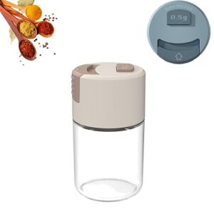pulme metering salt shaker, measuring seasoning bottle, salt pepper shaker set, press type quantitative salt pepper shaker set (beige)