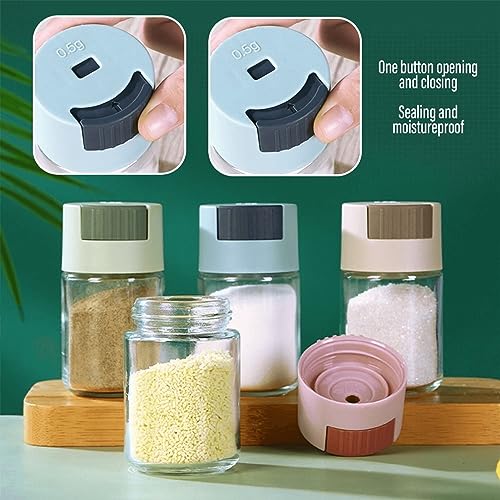 PULME Metering Salt Shaker, Measuring Seasoning Bottle, Salt Pepper Shaker Set, Press Type Quantitative Salt Pepper Shaker Set (Beige)