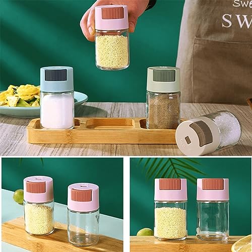 PULME Metering Salt Shaker, Measuring Seasoning Bottle, Salt Pepper Shaker Set, Press Type Quantitative Salt Pepper Shaker Set (Beige)