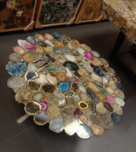 54 x 54 inches agate stone resin art reception table for hotel decor round shape marble dining table top