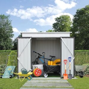 Shed 6' x 4' Outdoor Storage Shed Organizer, Garden Tool House for Backyard, Patio, Garage, Lawn, Alloy Steel, White