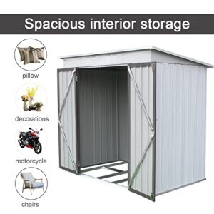 Shed 6' x 4' Outdoor Storage Shed Organizer, Garden Tool House for Backyard, Patio, Garage, Lawn, Alloy Steel, White