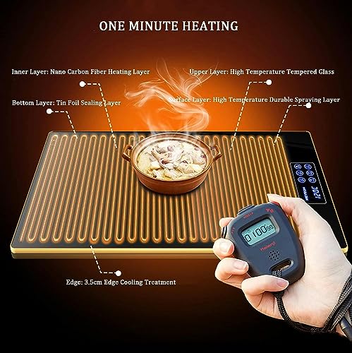 Buffet Warming Tray Hot Plate with Adjustable Temperature Control, Party Chafing Dish, Electric Food Warmer for Kitchen, Dining Room (Black 16x11inch)