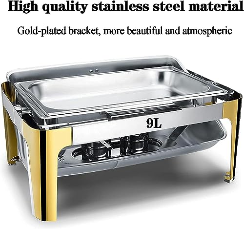 Stainless Steel Chafing Dishes with Lid for Parties, 9L Commercial Food Warmer for Buffet, Buffet Server with 3 Kind of Warming Tray for Holidays, Catering, Home Dinners