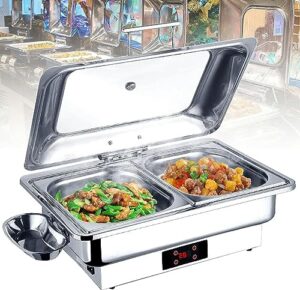 buffet server and warming tray, hot plates warmer for keeping food warm, 9l 13l electric chafing dishes with touch display, 600w fast heating (13l 1/2size)