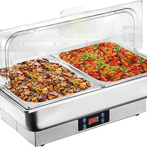 Food Warmers for Parties Buffets Electric 9l Stainless Steel Buffet Server and Warming Tray Chafing Dish Buffet Set Adjustable Temperature for Catering Buffet and Party (Single Grid)