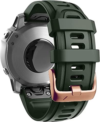 YOCAHU Gold buckle 20mm bands Compatible Fenix 5S Watch Band Fenix 6S Quickfit Soft Silicone Replacement Strap for Fenix 5S Plus/Fenix 6S Pro/Fenix 7S/D2 Delta S Smartwatch (army green)