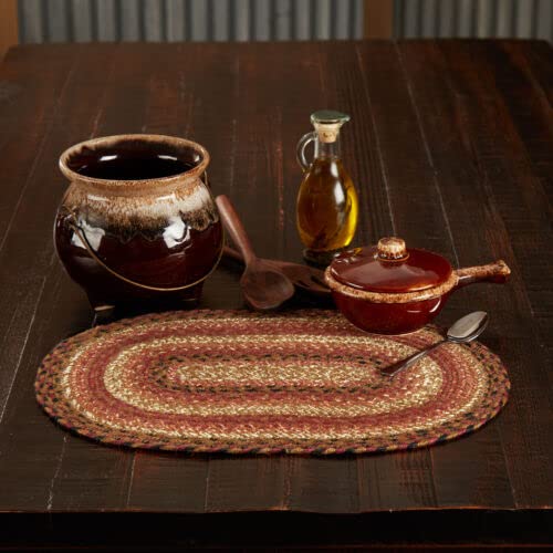 Ginger Spice Jute Placemat 12x18 Oval Terra Cotta Burgundy Tan