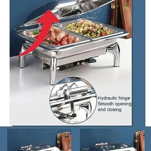 Chafing Dishes Food Warmers, Tower Buffet Server Alcohol and Electric Heating Party Hot Trays, 9L Chafing Dishes with Visual Lid for Keep Food Warm, Adjustable Temperature (B)