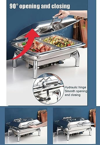 Chafing Dishes Food Warmers, Tower Buffet Server Alcohol and Electric Heating Party Hot Trays, 9L Chafing Dishes with Visual Lid for Keep Food Warm, Adjustable Temperature (B)
