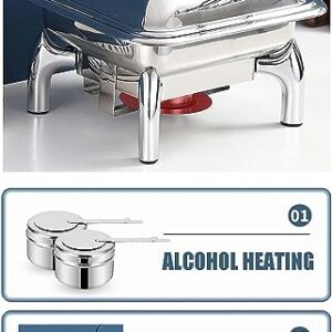 Chafing Dishes Food Warmers, Tower Buffet Server Alcohol and Electric Heating Party Hot Trays, 9L Chafing Dishes with Visual Lid for Keep Food Warm, Adjustable Temperature (B)