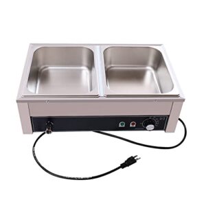 banlicali 2-pan chafing dish, 1500w stainless steel electric chafing dish buffet set, commercial chafers catering buffet servers with lid, tray & steam warmers for homes restaurants silver 110v