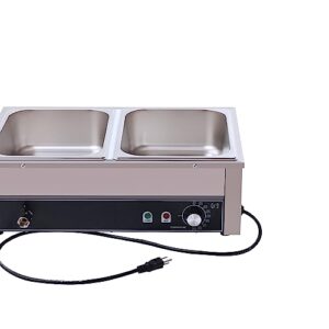 BANLICALI 2-Pan Chafing Dish, 1500W Stainless Steel Electric Chafing Dish Buffet Set, Commercial Chafers Catering Buffet Servers with Lid, Tray & Steam Warmers for Homes Restaurants Silver 110V